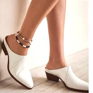 Free People New Frontier Western Mules White Patent 39.5 US SIZE 9.5